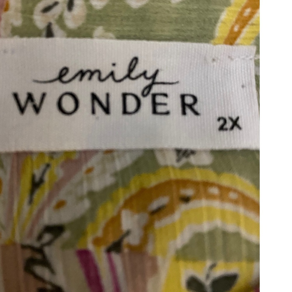 Emily Wonder Button Up Blouse Womens 2X Green Paisley Boho Grandmacore Retro - Picture 4 of 10